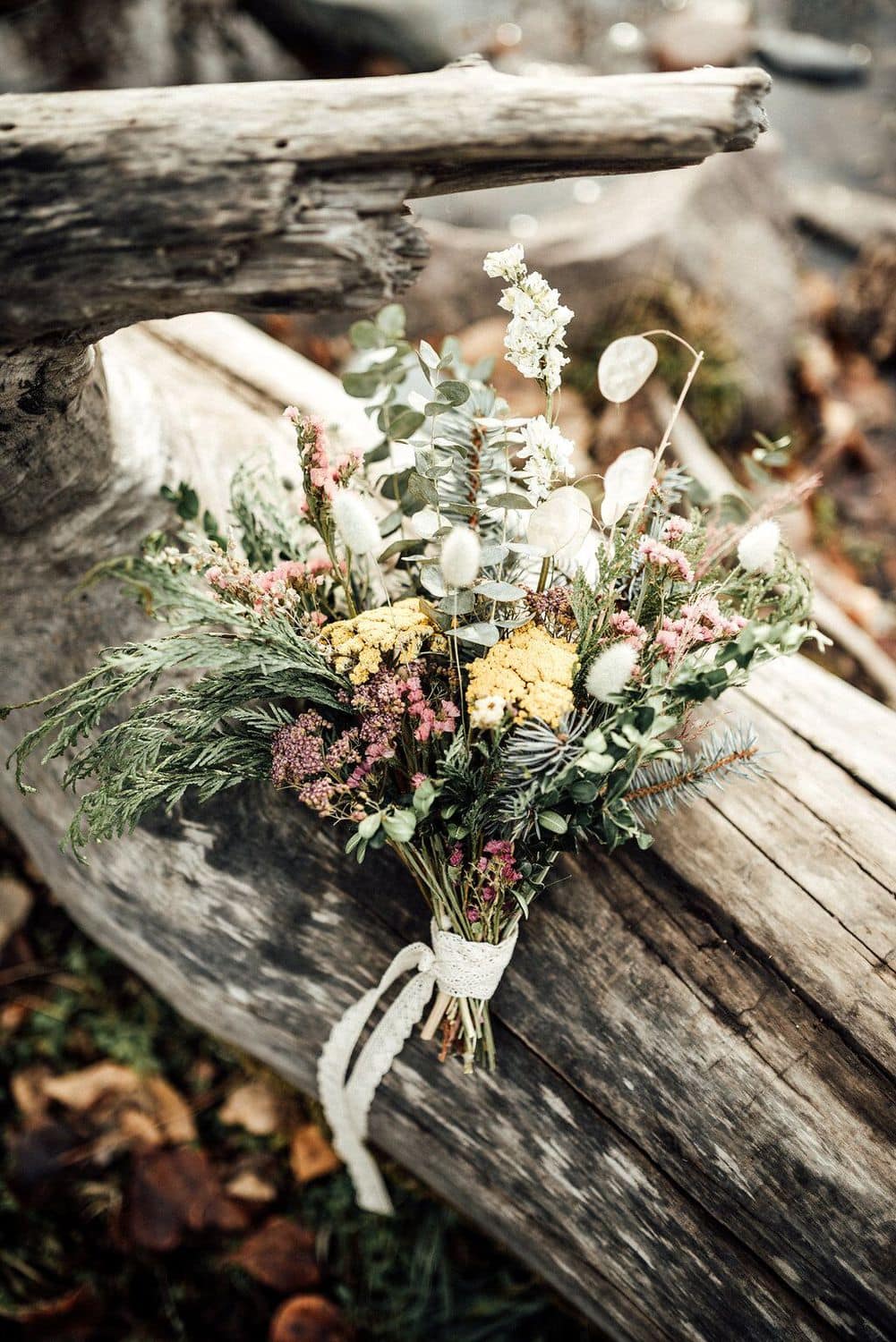 dried wedding bouquet made with local montana flowers