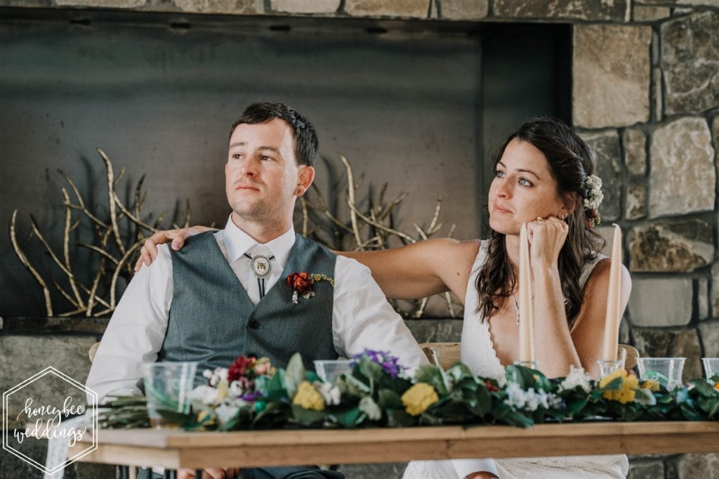 head table centerpiece at wedding near Missoula, Montana