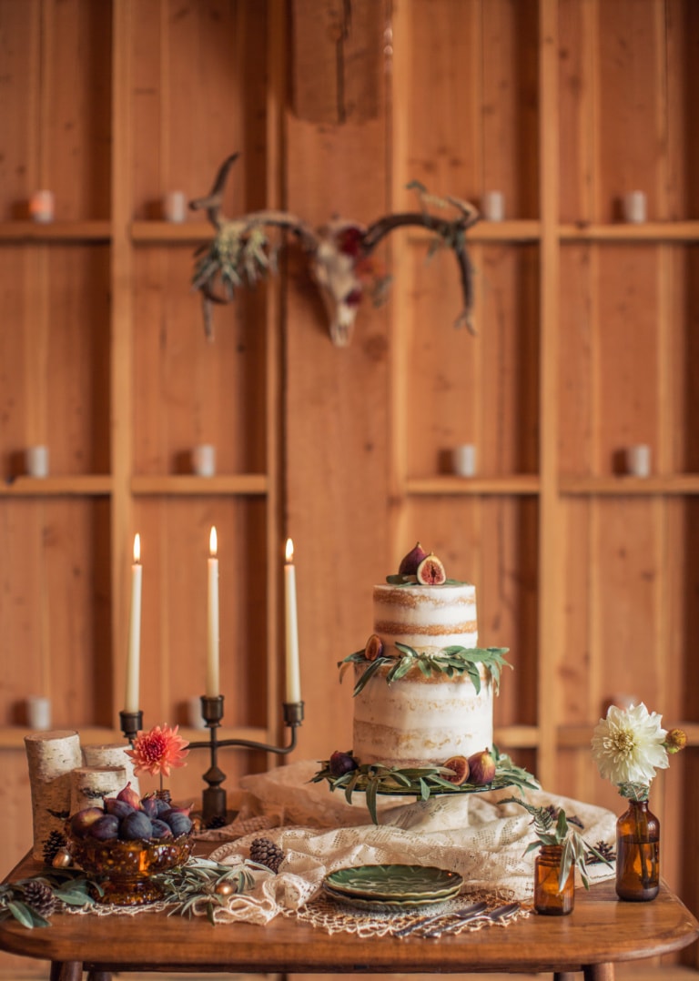 Wedding Cake using Figs and Greenery