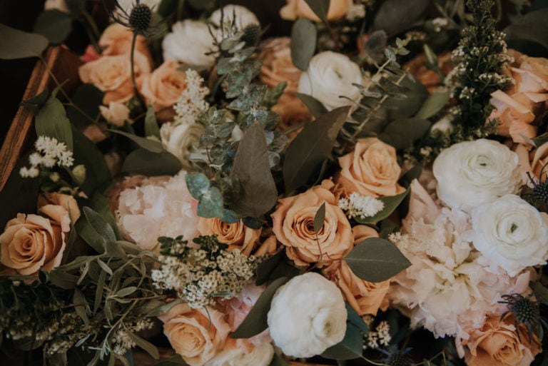 closeup of bouquet designed by montana florist