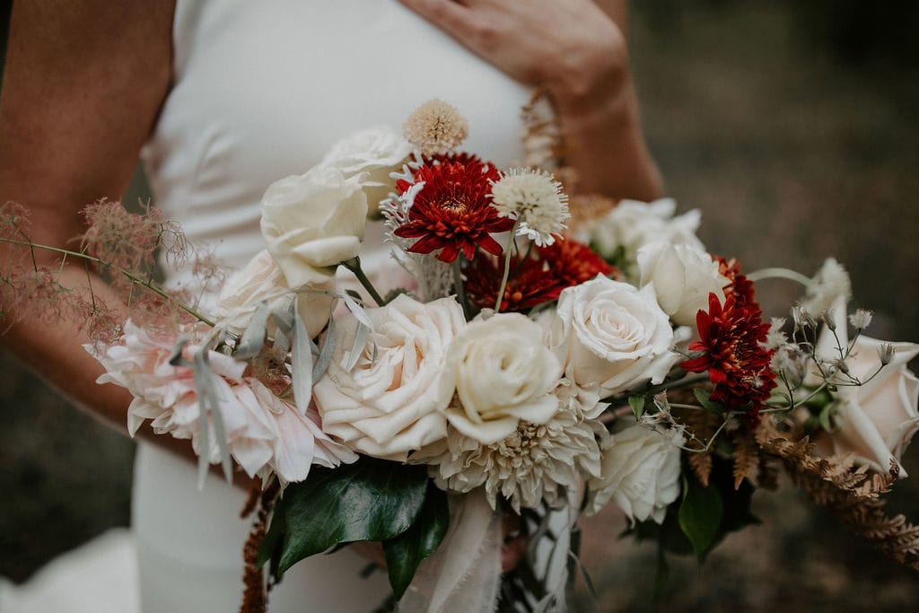 bride holding missoula florist bridal bouquet