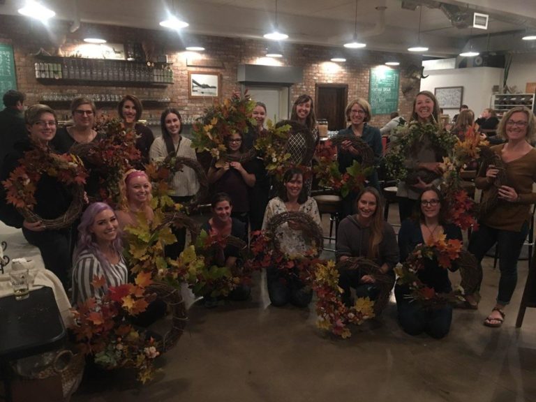 diy wreath workshop attendees